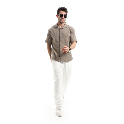 Plain White Elastic Waist Chic Pants