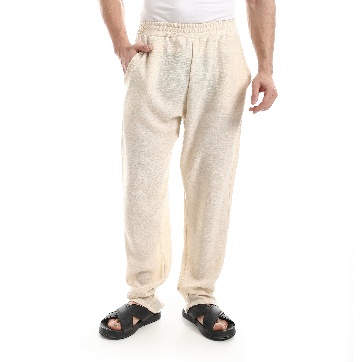 Slash Pockets Linen Pants