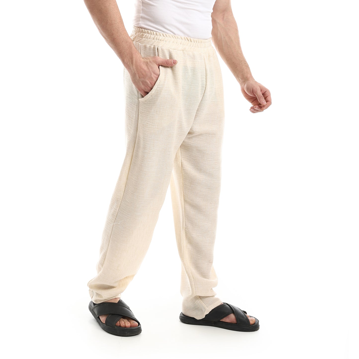 Slash Pockets Linen Pants