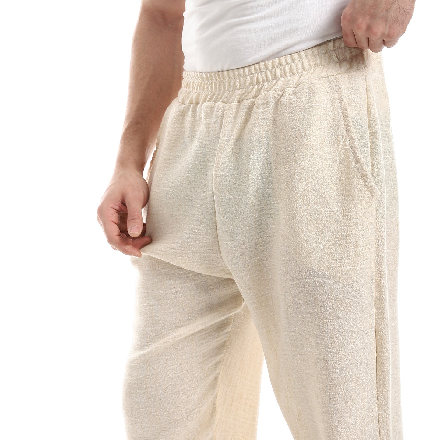 Slash Pockets Linen Pants