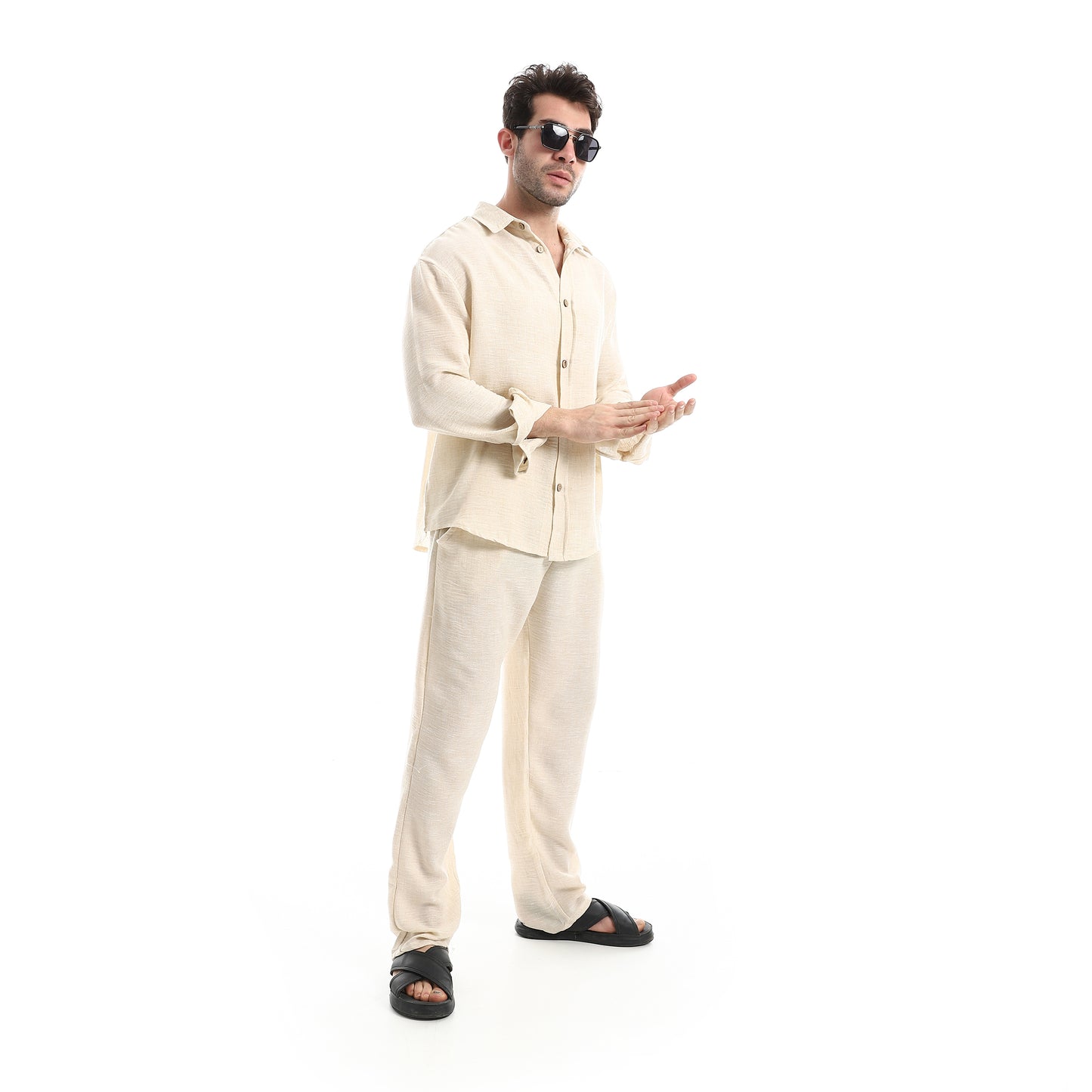 Slash Pockets Linen Pants