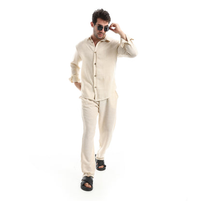 Slash Pockets Linen Pants