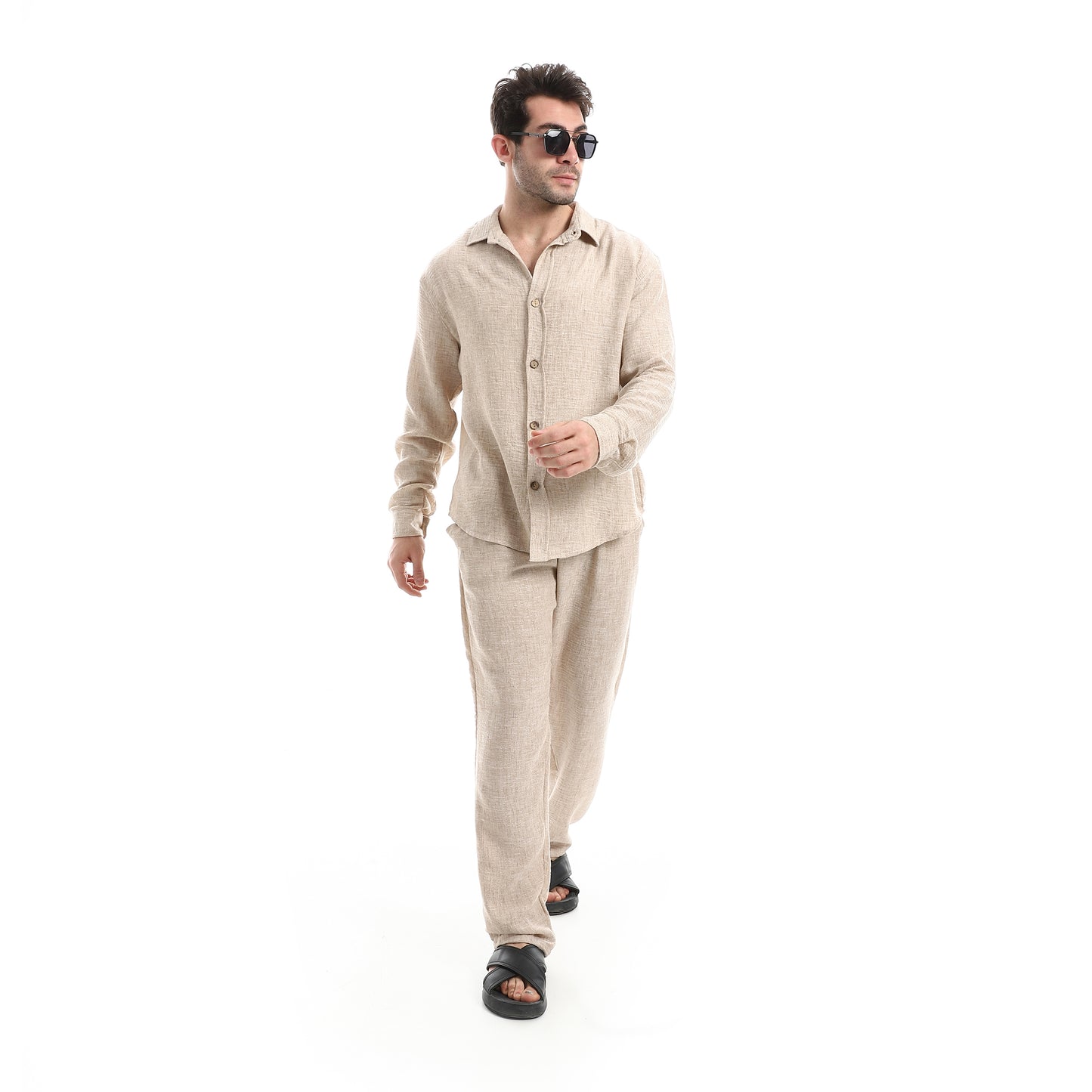 Slash Pockets Linen Pants