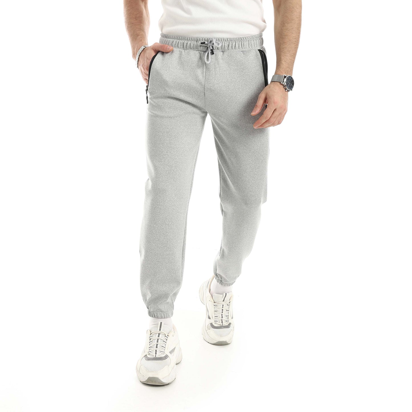 Soft Pants with Zipper Pocket and Elastic Cuffs