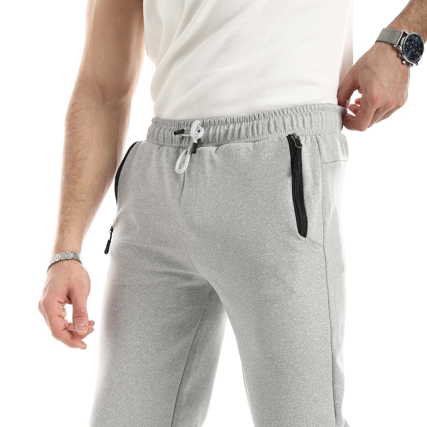 Soft Pants with Zipper Pocket and Elastic Cuffs