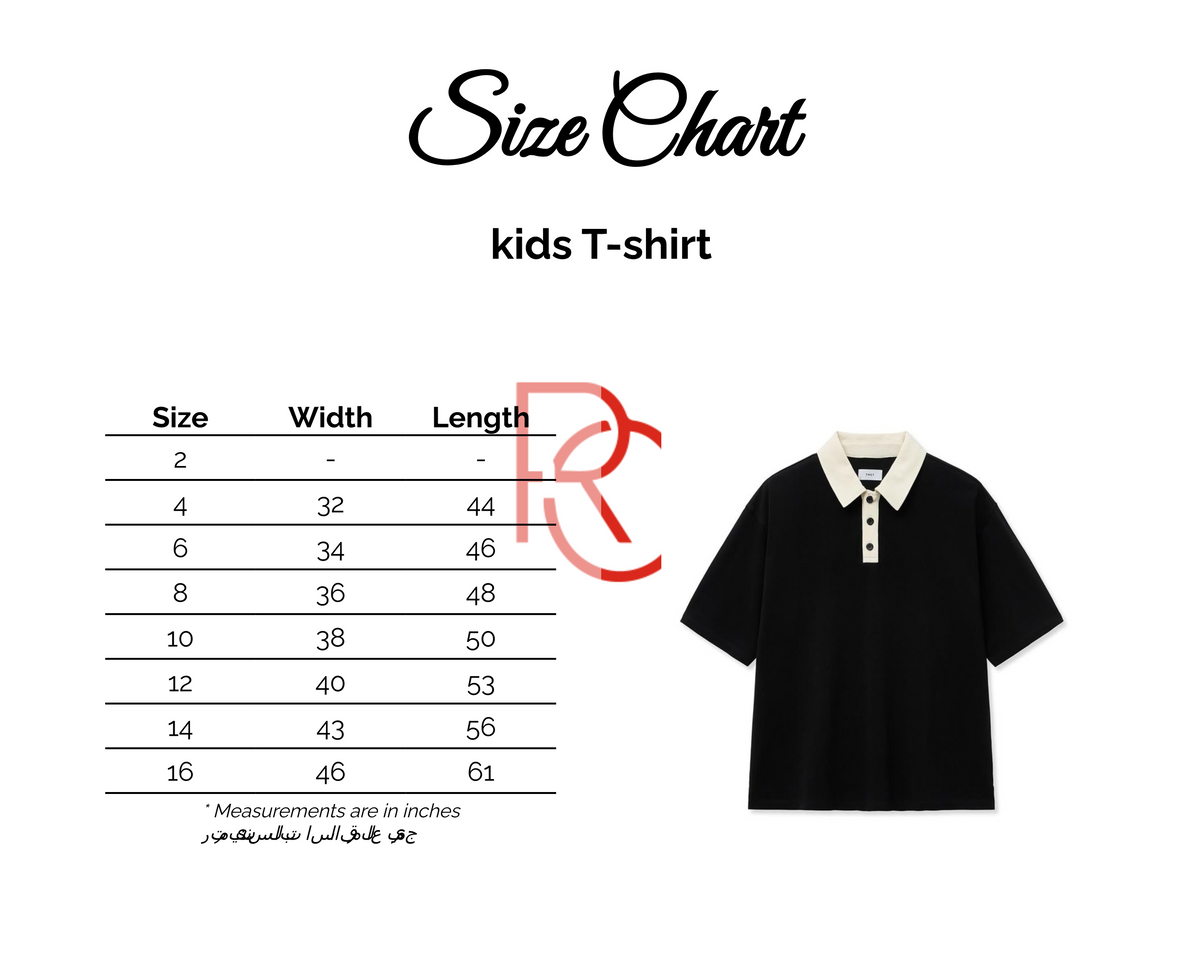 Size chart for تانك توب بدون أكمام بنقش ذاتي للفتيات من Kady