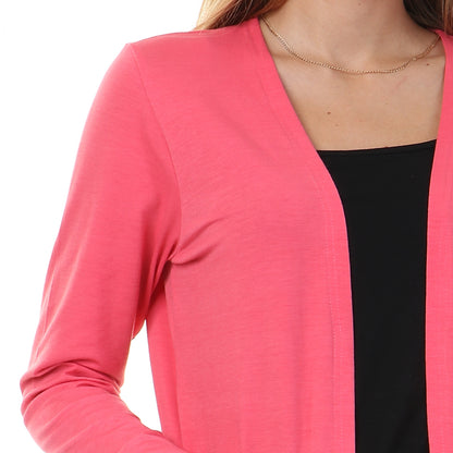 kady Front Pockets Cardigan Dark Coral