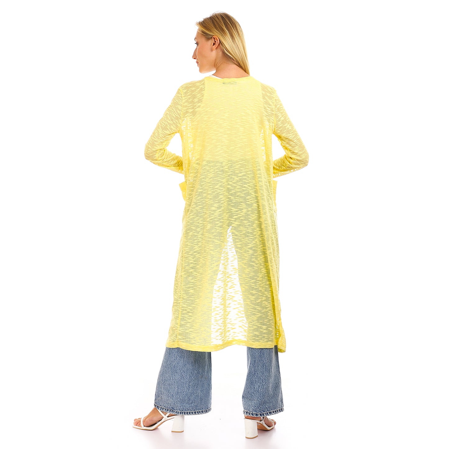 Jamila Women Self Patterned Open Neckline Long Cardigan