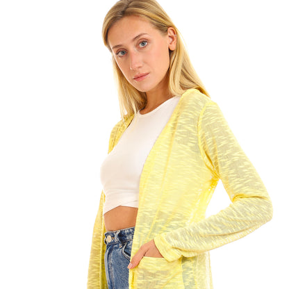 Jamila Women Self Patterned Open Neckline Long Cardigan