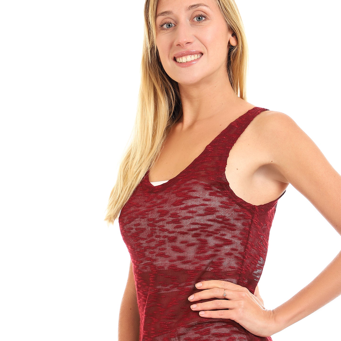 جميلة - غطاء محبوك بدون أكمام بفتحات جانبية للنساء