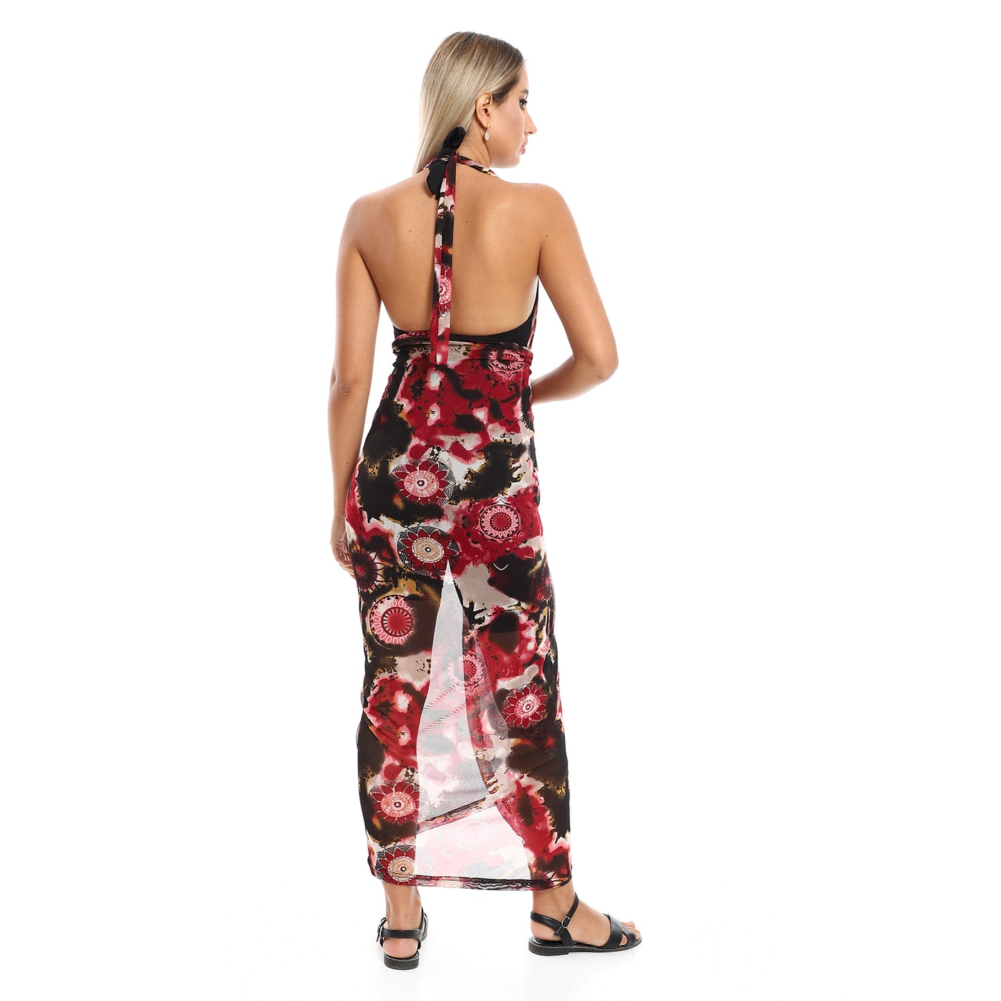 Jamila women self pattern round collar cover up