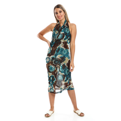 Jamila women self pattern round collar cover up