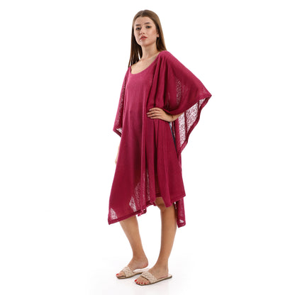 Jamila Women Knitted Deep Round Batwing Sleeves Cover Up