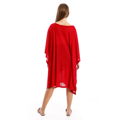 Jamila Women Knitted Deep Round Batwing Sleeves Cover Up