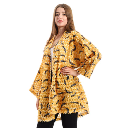 Jamila women eyelash long sleeves kimono