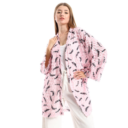 Jamila women eyelash long sleeves kimono