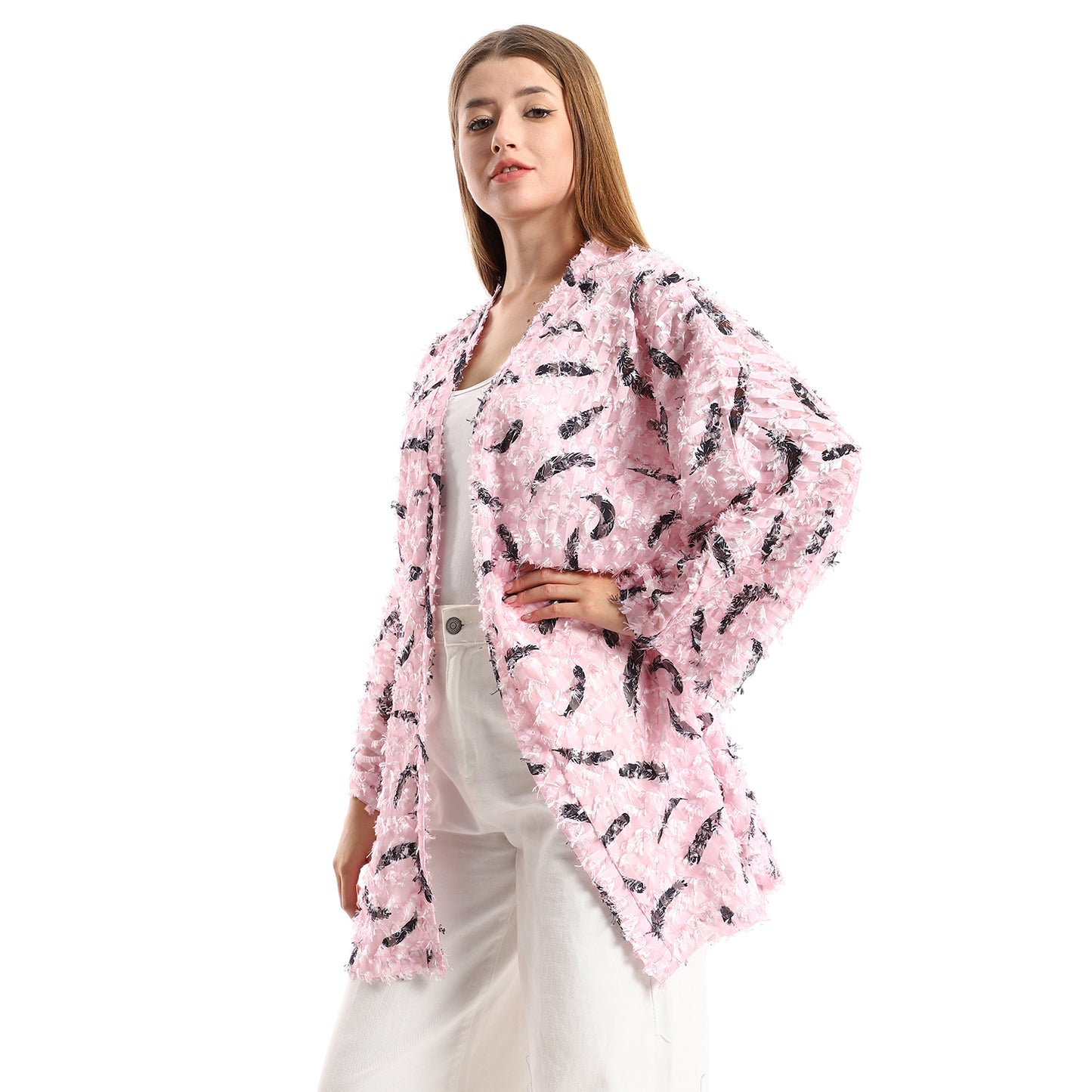 Jamila women eyelash long sleeves kimono