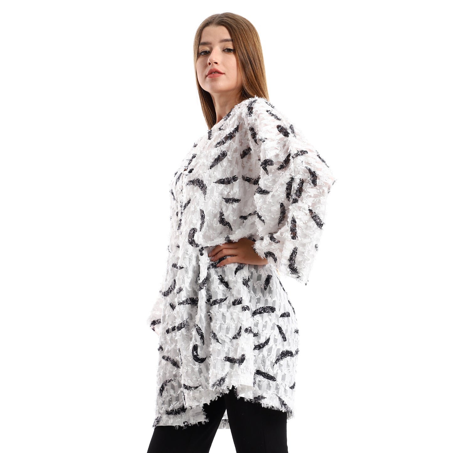 Jamila women eyelash long sleeves kimono