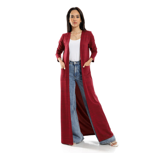 Open Neckline Long Cardigan