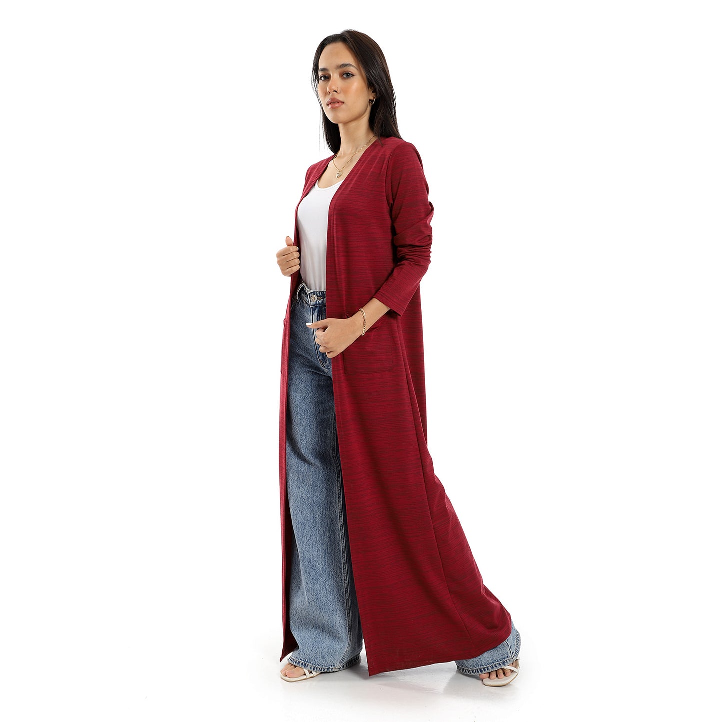 كارديجان طويل مفتوح الرقبة