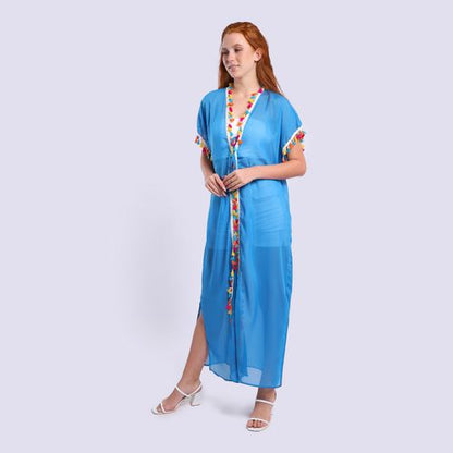 Tassels Summer Solid Lace Cover Up With Side Slits