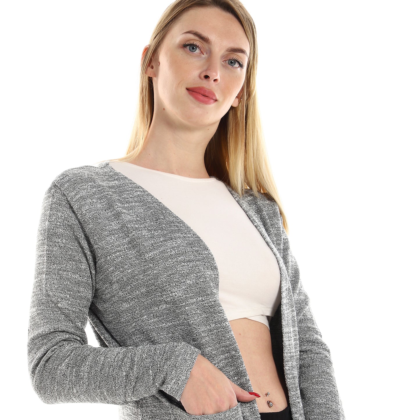 Jamila Women Knitted Pattern Cardigan With Side Pockets
