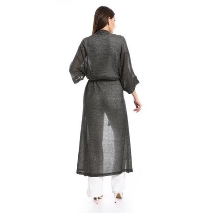 Jamila Lace Up Three Quarter Sleeves Cardigan With Belt women