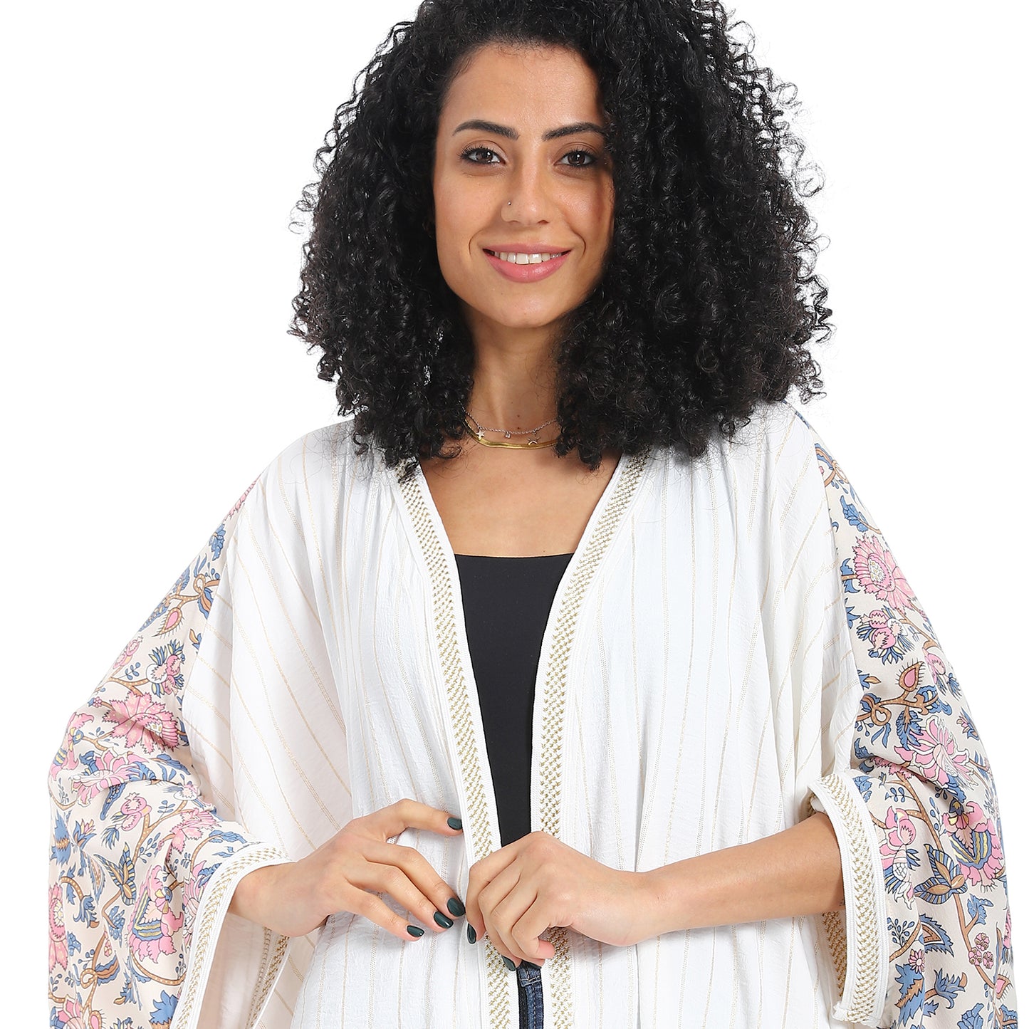 Plain chest patterned women's cardigan