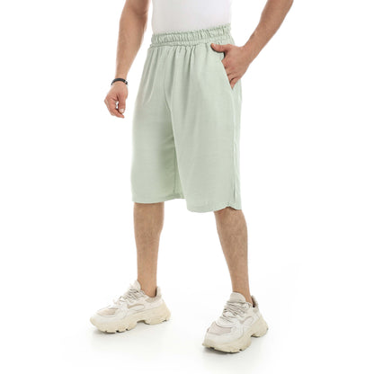 Red Circle Linen Shorts Men