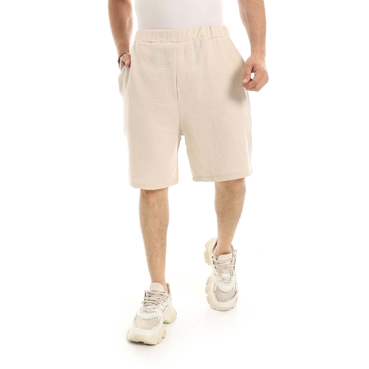 Red Circle Linen Shorts Men