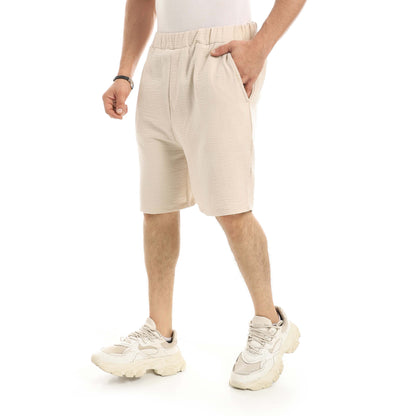 Red Circle Linen Shorts Men