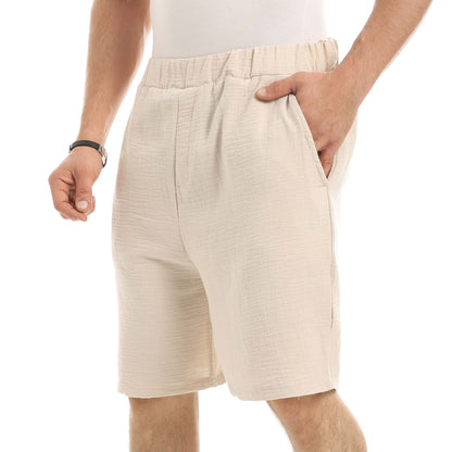 Red Circle Linen Shorts Men