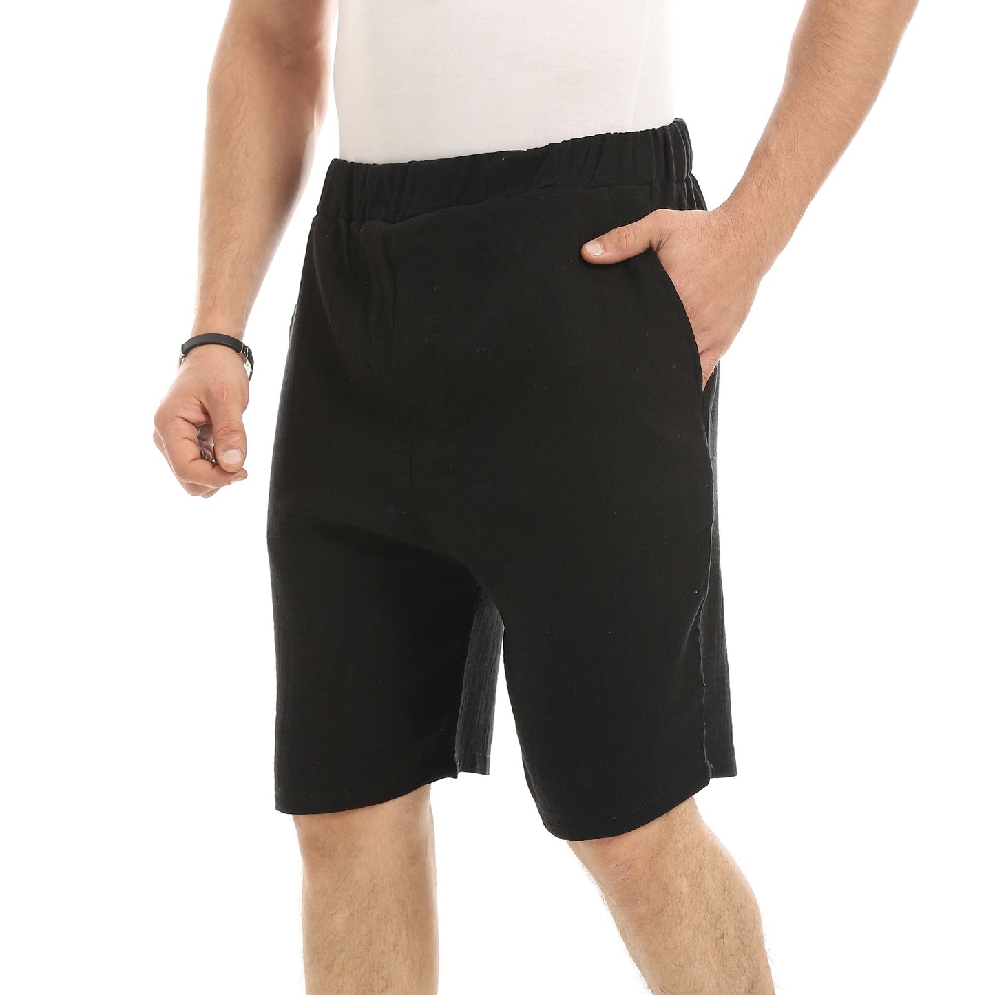 Red Circle Linen Shorts Men