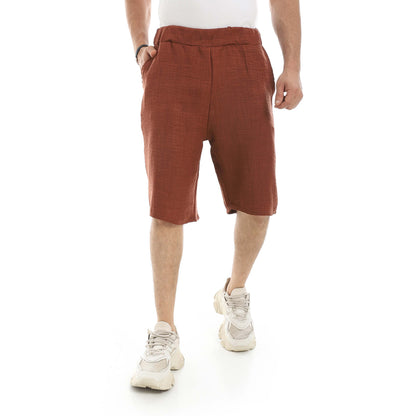 Red Circle Linen Shorts Men