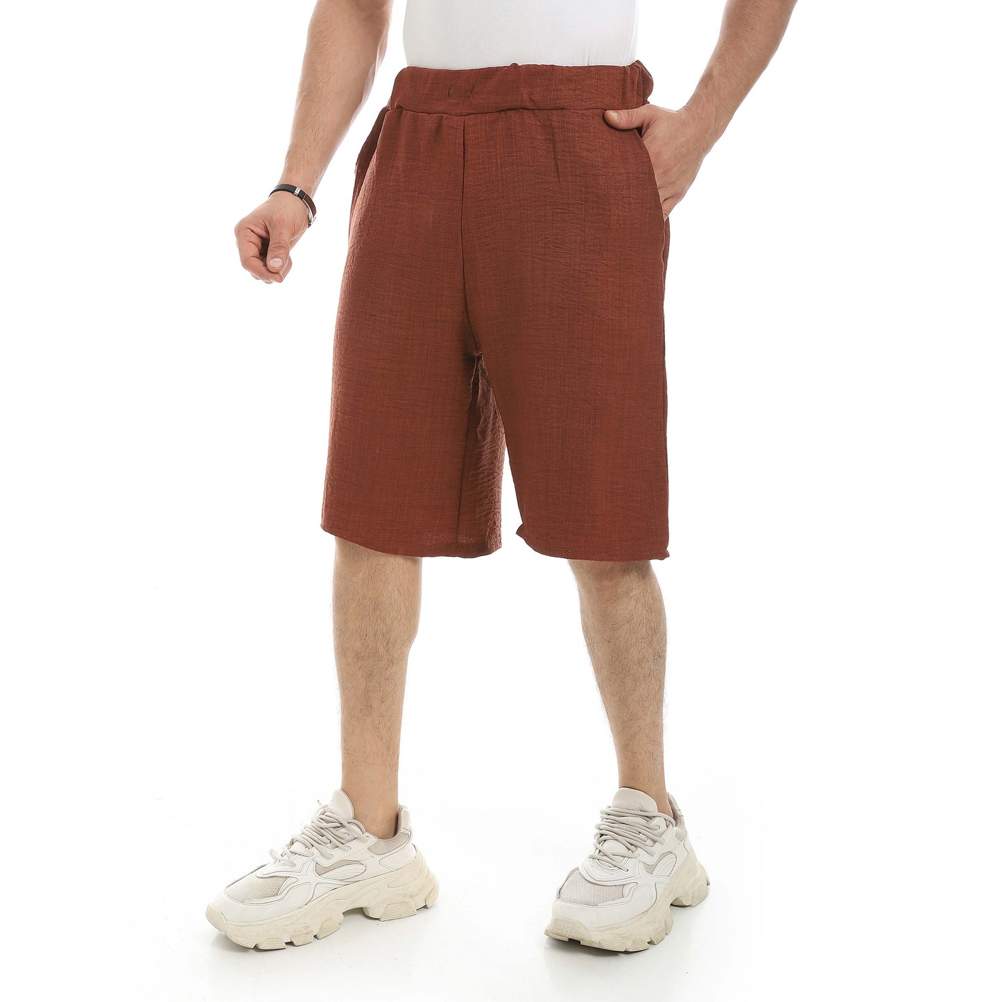 Red Circle Linen Shorts Men