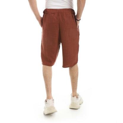 Red Circle Linen Shorts Men