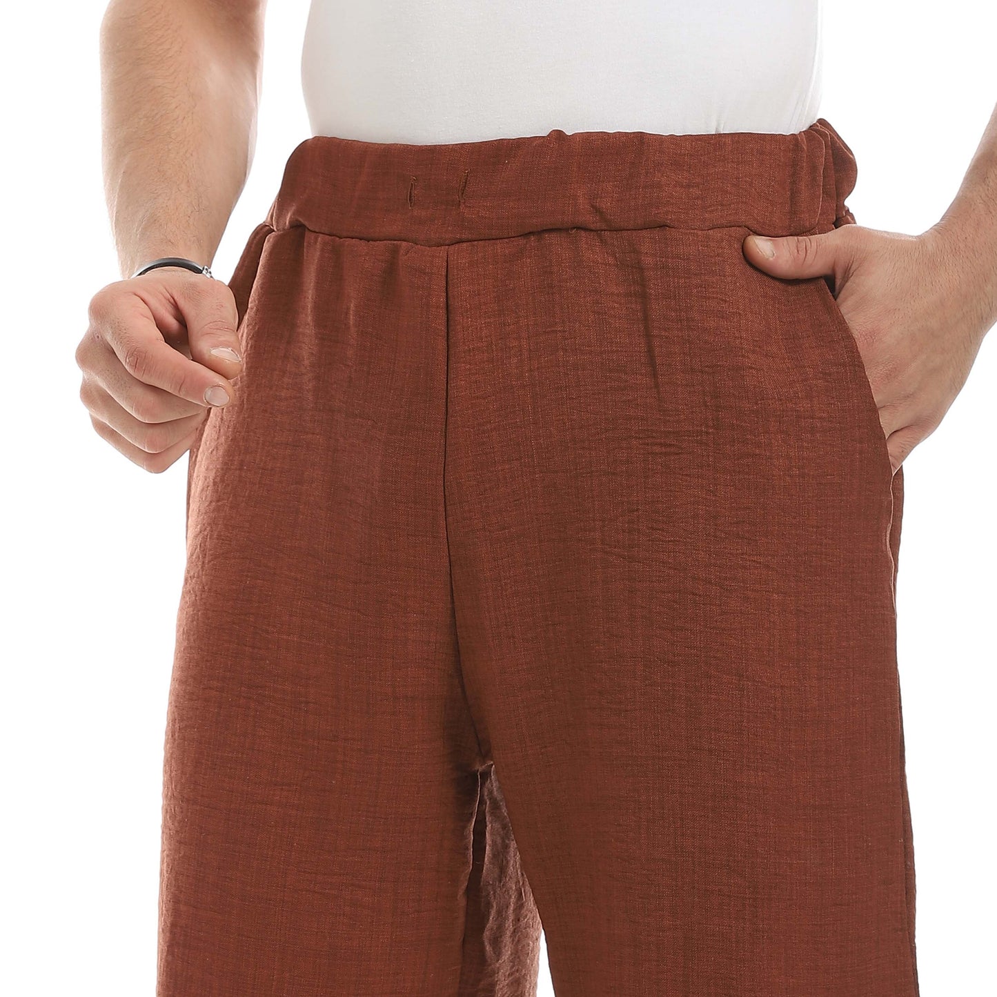 Red Circle Linen Shorts Men