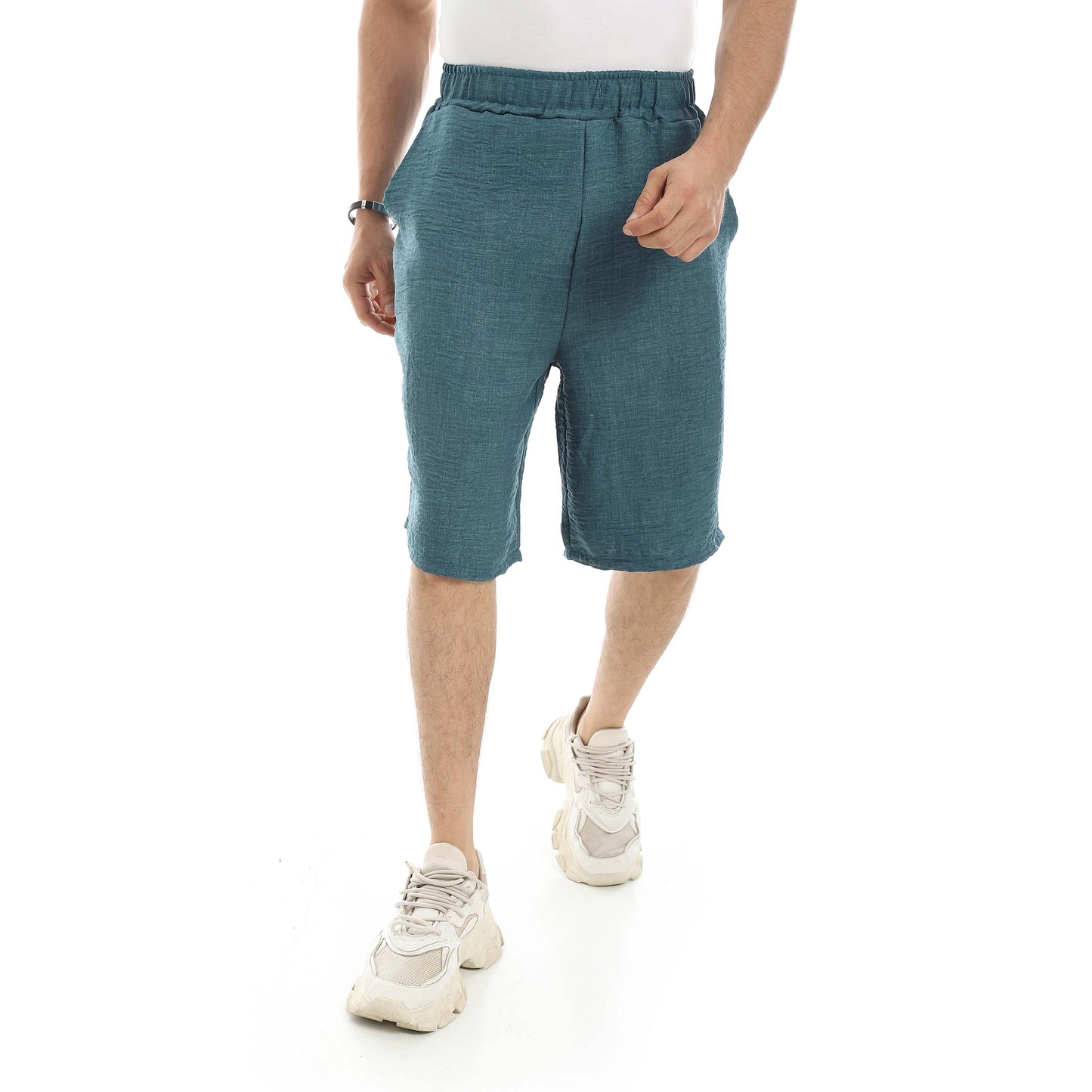 Red Circle Linen Shorts Men