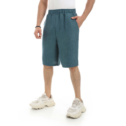 Red Circle Linen Shorts Men