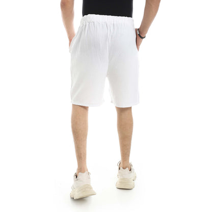 Red Circle Linen Shorts Men