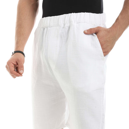 Red Circle Linen Shorts Men