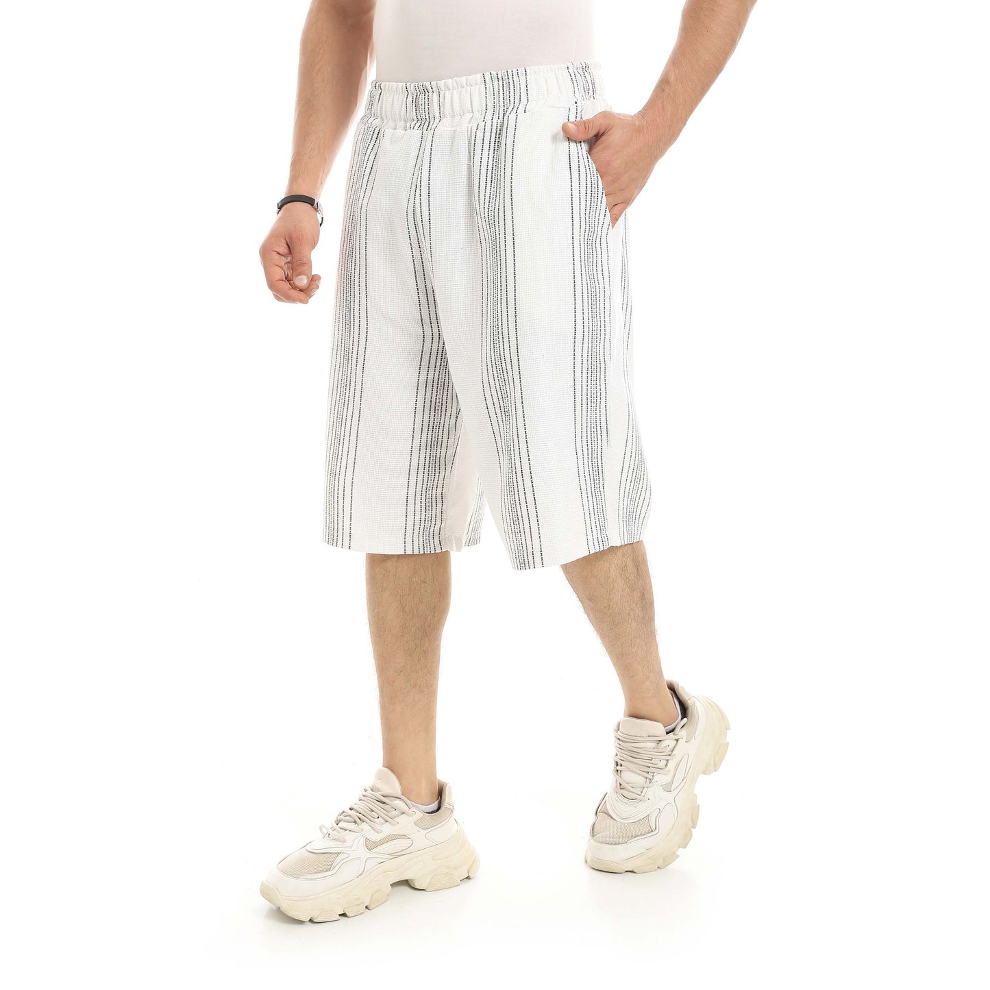 Red Circle Striped Shorts men