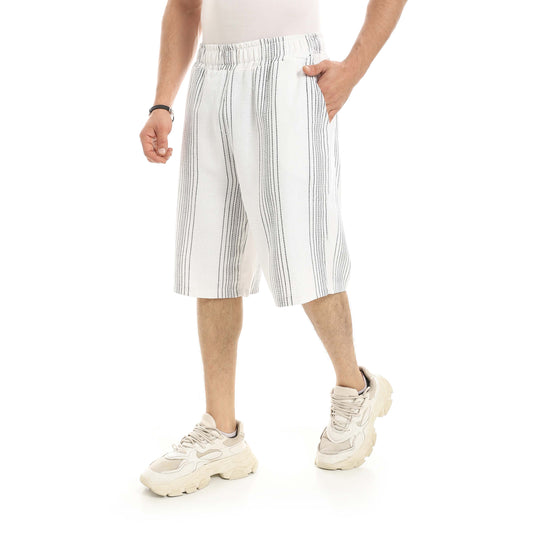 Red Circle Striped Shorts men