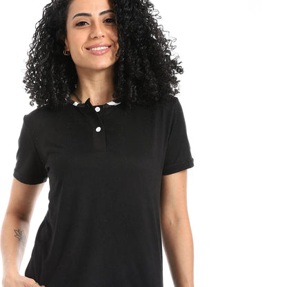 Self Pattern Short Sleeves Pajama Set