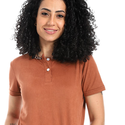 Self Pattern Short Sleeves Pajama Set