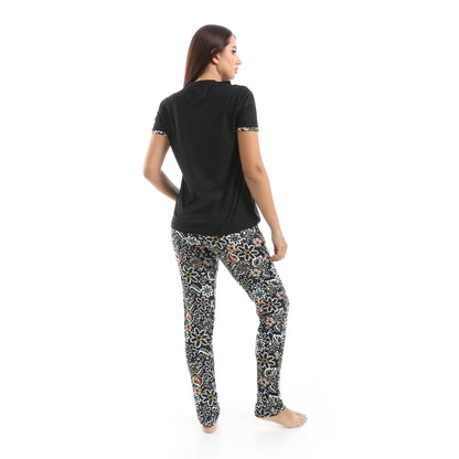 pajama with T-shirt and patterned pants
