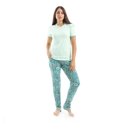 pajama with T-shirt and patterned pants