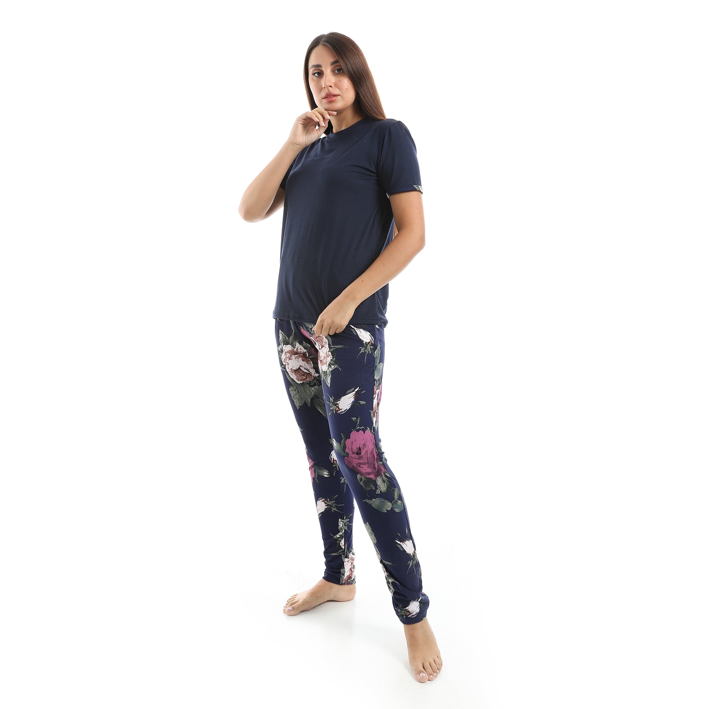 pajama with T-shirt and patterned pants