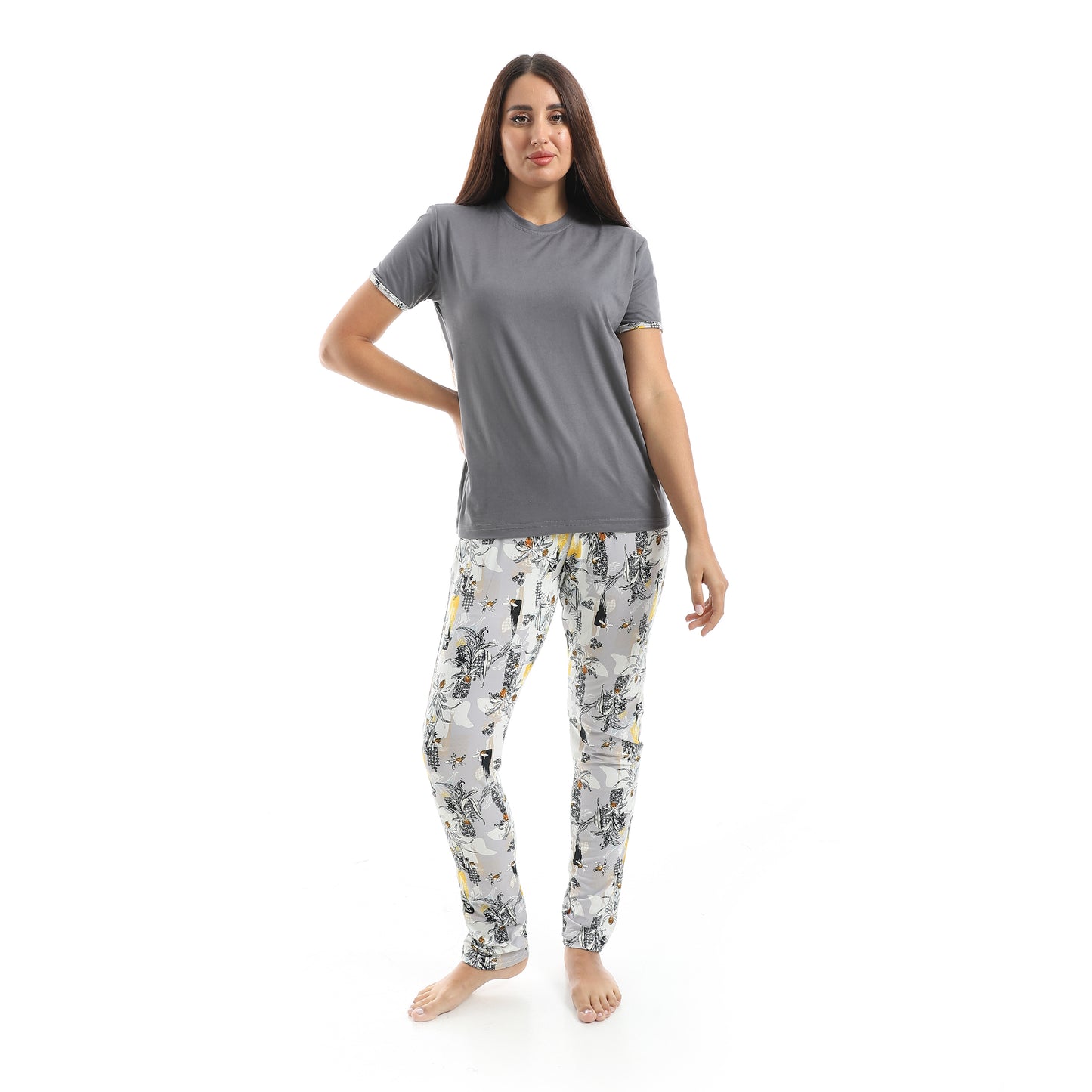 pajama with T-shirt and patterned pants