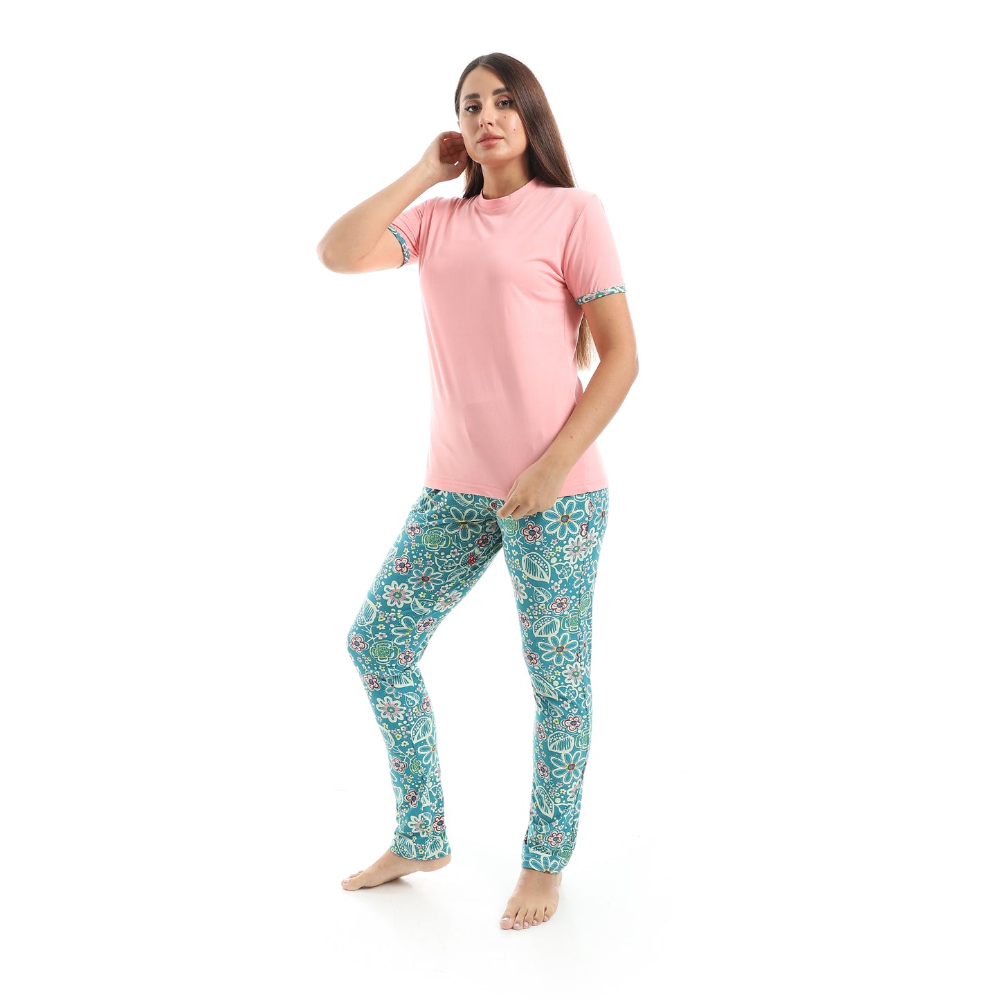 pajama with T-shirt and patterned pants